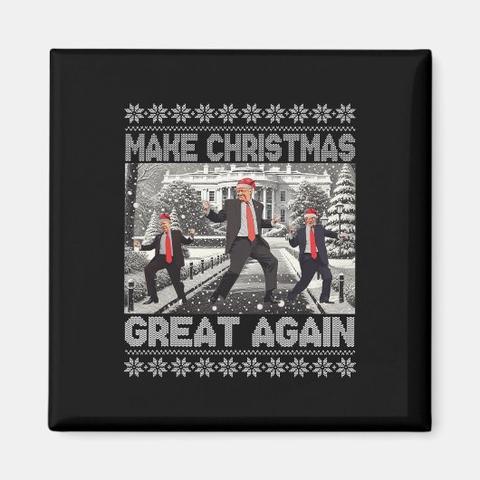 Kerstman Trump Dance Make Christmas Great Again le Magneet (Voorkant)