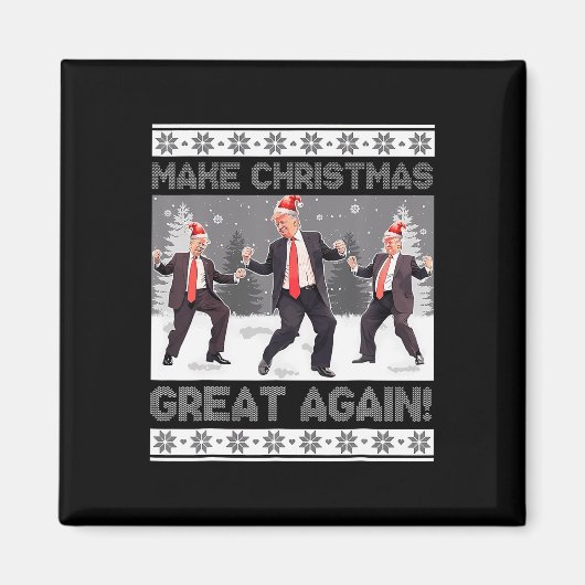 Kerstman Trump Dance Make Christmas Great Again le Magneet (Voorkant)