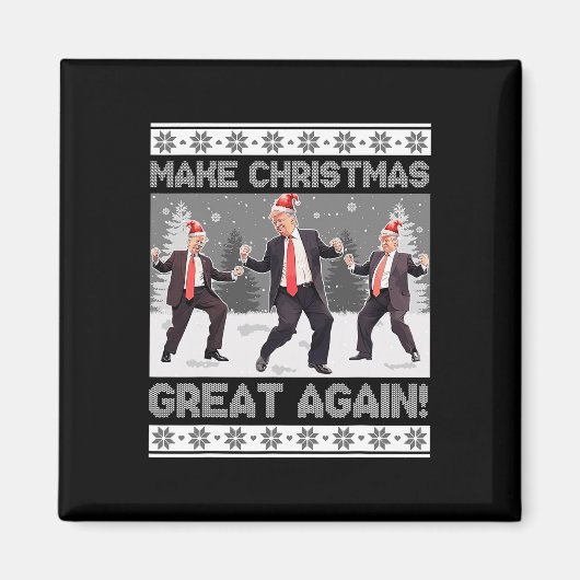 Kerstman Trump Dance Make Christmas Great Again le Magneet (Voorkant)