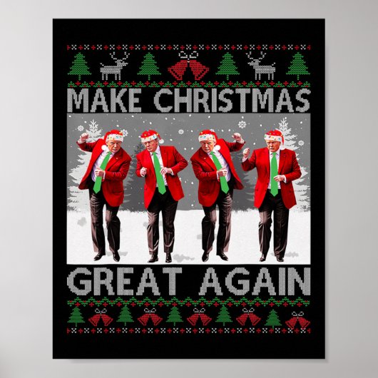 Kerstman Trump Dance Make Christmas Great Again le Poster (Voorkant)