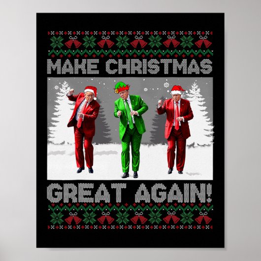Kerstman Trump Dance Make Christmas Great Again le Poster (Voorkant)