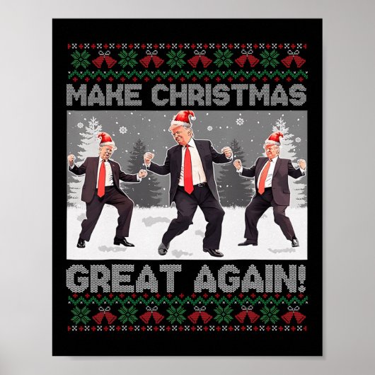 Kerstman Trump Dance Make Christmas Great Again le Poster (Voorkant)