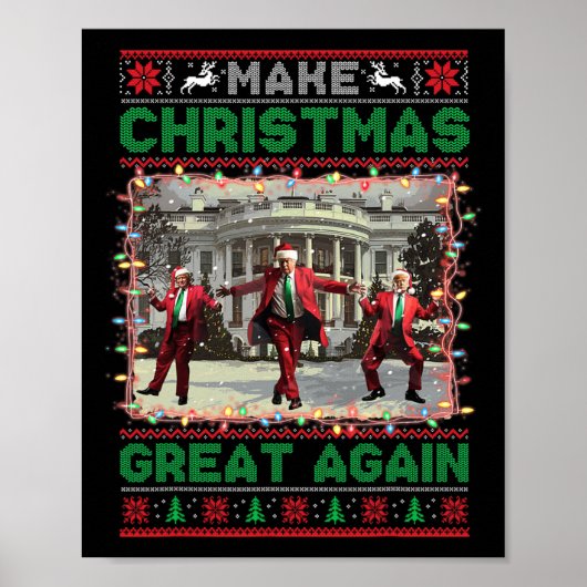 Kerstman Trump Dance Make Christmas Great Again le Poster (Voorkant)