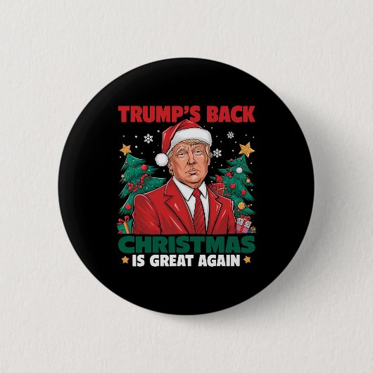 Kerstman Trump Dance Make Christmas Great Again le Ronde Button 5,7 Cm (Voorkant)