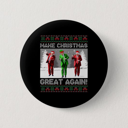 Kerstman Trump Dance Make Christmas Great Again le Ronde Button 5,7 Cm (Voorkant)