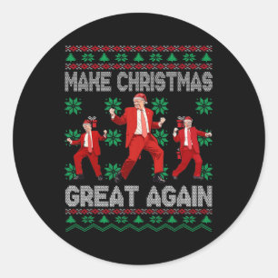 Kerstman Trump Dance Make Christmas Great Again le Ronde Sticker