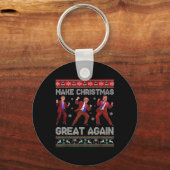 Kerstman Trump Dance Make Christmas Great Again le Sleutelhanger (Voorkant)