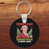 Kerstman Trump Dance Make Christmas Great Again le Sleutelhanger (Voorkant)