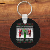 Kerstman Trump Dance Make Christmas Great Again le Sleutelhanger (Voorkant)