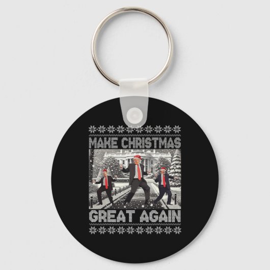 Kerstman Trump Dance Make Christmas Great Again le Sleutelhanger (Voorkant)
