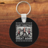 Kerstman Trump Dance Make Christmas Great Again le Sleutelhanger (Voorkant)