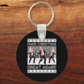 Kerstman Trump Dance Make Christmas Great Again le Sleutelhanger (Voorkant)