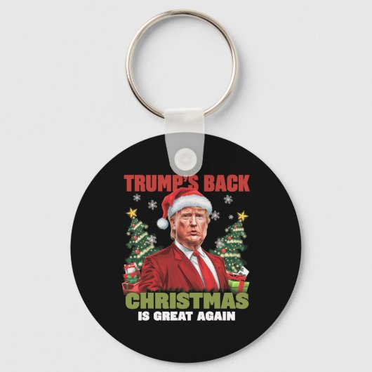 Kerstman Trump Dance Make Christmas Great Again le Sleutelhanger (Voorkant)