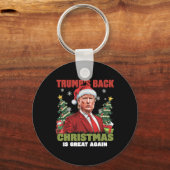 Kerstman Trump Dance Make Christmas Great Again le Sleutelhanger (Voorkant)