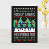 Kerstman Trump Danst Dansend Schommelt Rond De Chr Kaart (Gele Bloem)