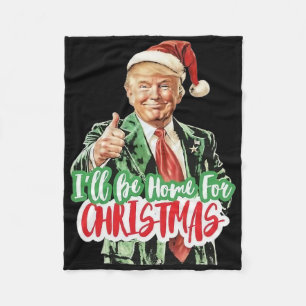 Kerstman Trump Ik kom met Kerstmis thuis voor mann Fleece Deken