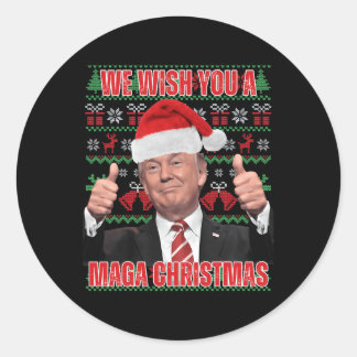 Kerstman Trump Kerst Humor Funny Trump Xmas 2 Ronde Sticker