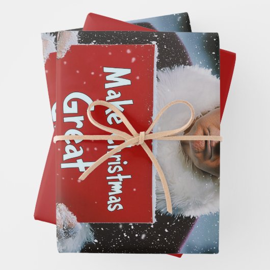 Kerstman Trump: "Maak kerst weer geweldig" Inpakpapier Vel (In situ)