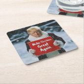 Kerstman Trump: "Maak kerst weer geweldig" Kartonnen Onderzetters (Schuin)