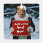 Kerstman Trump: "Maak kerst weer geweldig" Metalen Ornament (Voorkant)