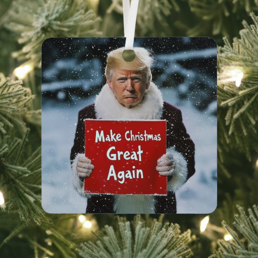 Kerstman Trump: "Maak kerst weer geweldig" Metalen Ornament (Insitu)