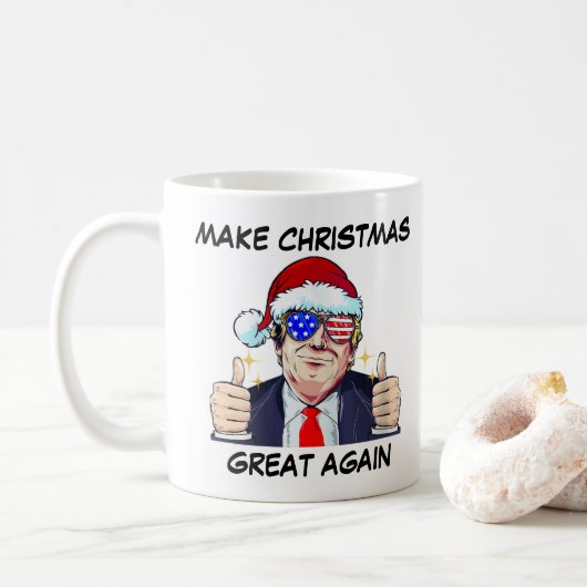 Kerstman Trump maken Kerstmis weer geweldig Kerstm Koffiemok (Met donut)
