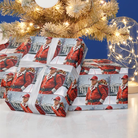 Kerstman Trump Met Rode Zak Cadeaupapier (Feestdagen)