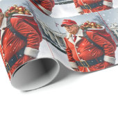 Kerstman Trump Met Rode Zak Cadeaupapier (Rol Hoek)