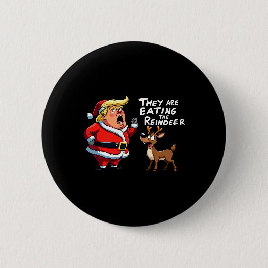 Kerstman Trump, ze eten het rood Ronde Button 5,7 Cm (Voorkant)