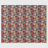 Kerstman Turkse Angora Kat Kerst Kunst Cadeaupapier (Vlak)