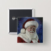 Kerstman tussen de sterren vierkante button 5,1 cm (Voorkant /achterkant)