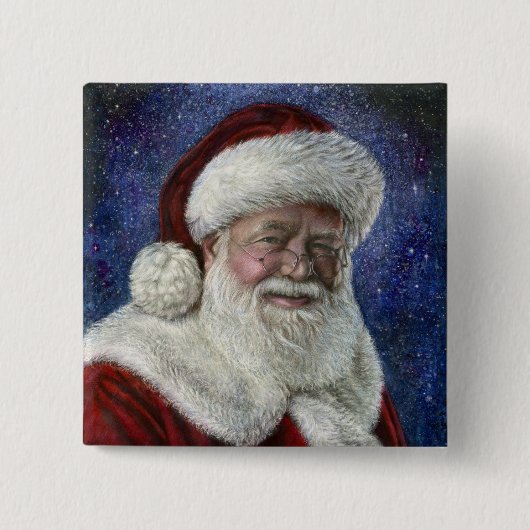 Kerstman tussen de sterren vierkante button 5,1 cm (Voorkant)