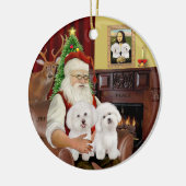 Kerstman - Twee Bichon Frise Keramisch Ornament (Links)