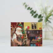 Kerstman - Twee Border Terriers Feestdagenkaart (Staand voorkant)