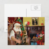 Kerstman - Twee Border Terriers Feestdagenkaart (Voorkant / Achterkant)