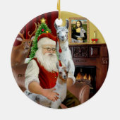 Kerstman - Twee lama's (Moeder+kind) Keramisch Ornament (Achterkant)