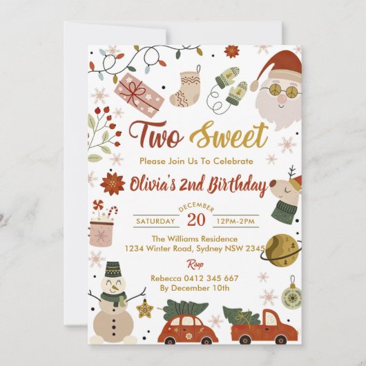 Kerstman twee lief verjaardagsfeest kaart (Voorkant)