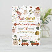 Kerstman twee lief verjaardagsfeest kaart (Staand voorkant)