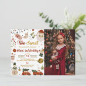 Kerstman twee lieve verjaardag partij foto kaart (Staand voorkant)