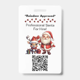 Kerstman Twee Zijden Bedrijfskaart Bewerkbare QR-c Badge