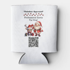 Kerstman Twee Zijden Zakelijke Kaart Bewerkbare QR Blikjeskoeler
