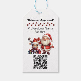Kerstman Twee Zijden Zakelijke Kaart Bewerkbare QR Cadeaulabel