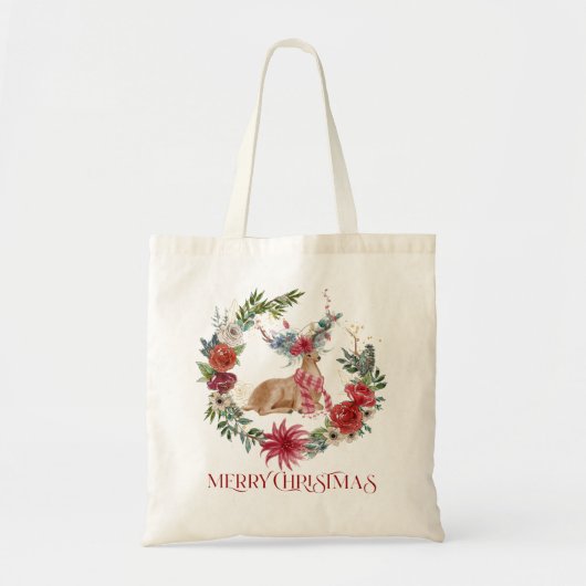 Kerstman, Typografie en bloemadem Tote Bag (Voorkant)