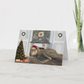 Kerstman Tyrannosaurus Dinosaurus Scène Kaart (Voorkant)