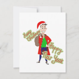 Kerstman uit de buurt flat kerstkaart