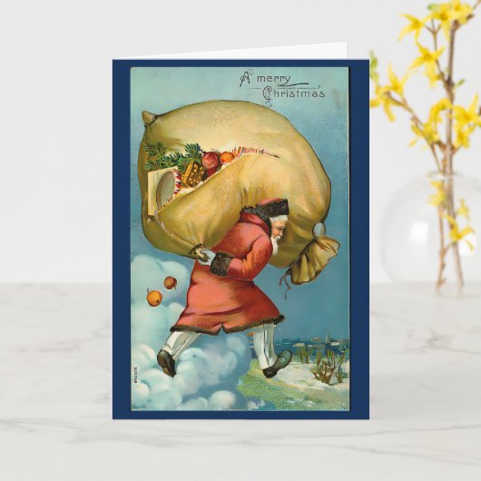 Kerstman uit de jaren 40 met eigen bericht kaart (Gele Bloem)