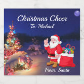 Kerstman uit kerstman Voeg een kleine naam toe Likeurfles Etiket (Enkel label)