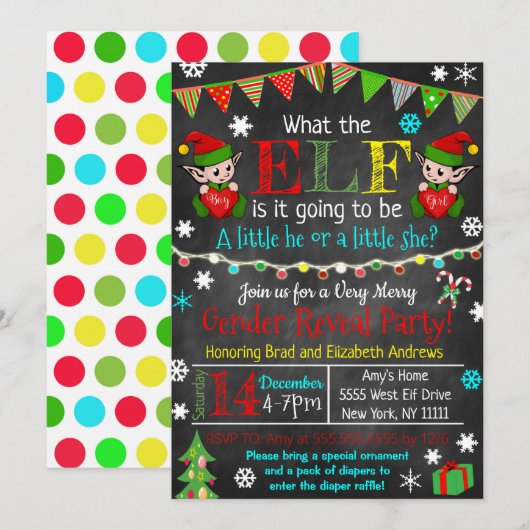 Kerstman Uitnodiging voor feestdagen onthullen (Voorkant / Achterkant)