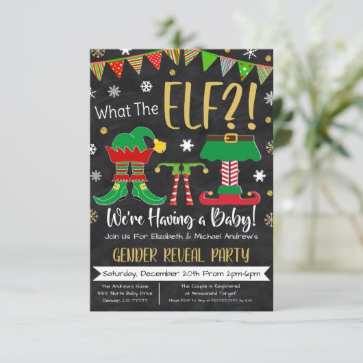 Kerstman Uitnodiging voor feestdagen onthullen (Staand voorkant)