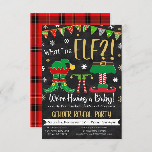 Kerstman Uitnodiging voor feestdagen onthullen (Voorkant / Achterkant)